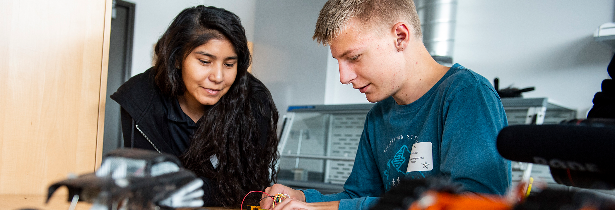 Students learning technology