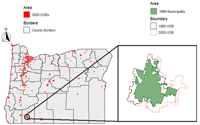 Figure 1: Map of Oregon with Medford Highlighted