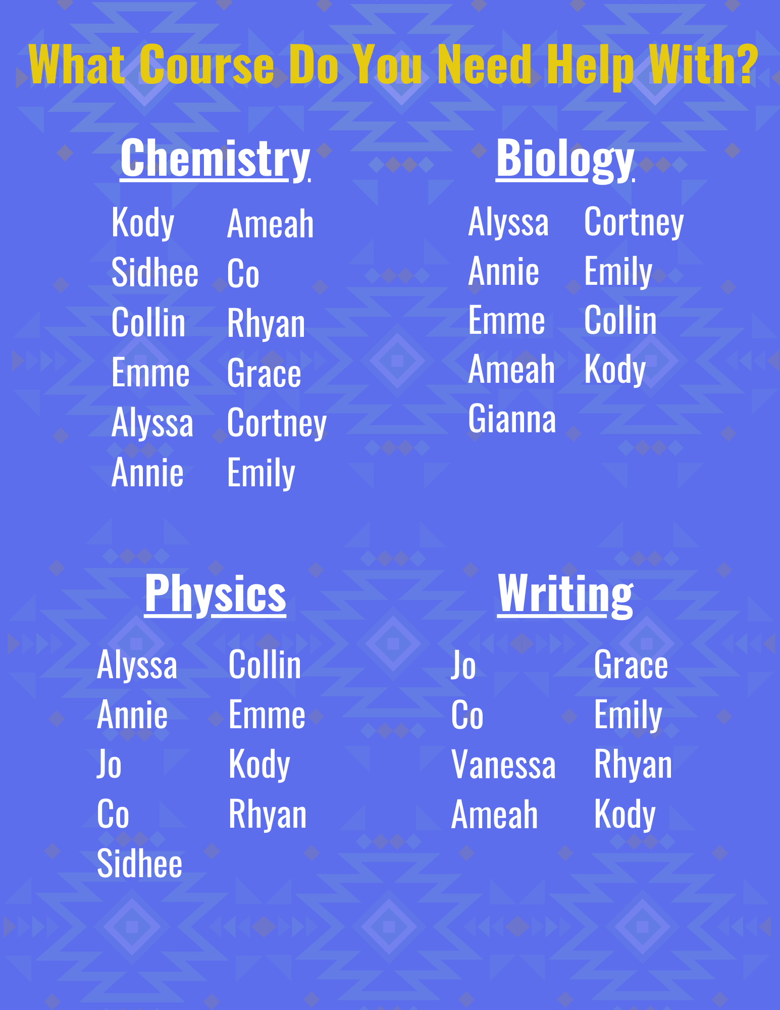 2025 Fall Tutoring Classes 1