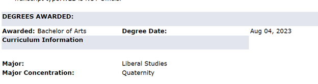Degree Awarded