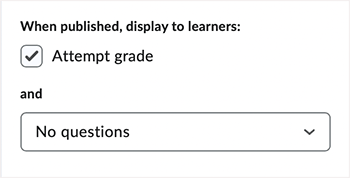 Brightspace screenshot 20.23.02 - "When published, display to learners" settings area is displayed