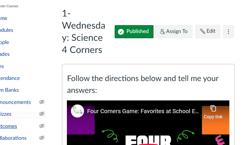 Edit button in the top right-hand corner for an assignment