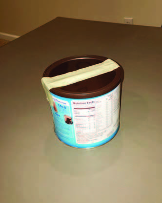 The can with the bat has the lid on, sealed with the tape.