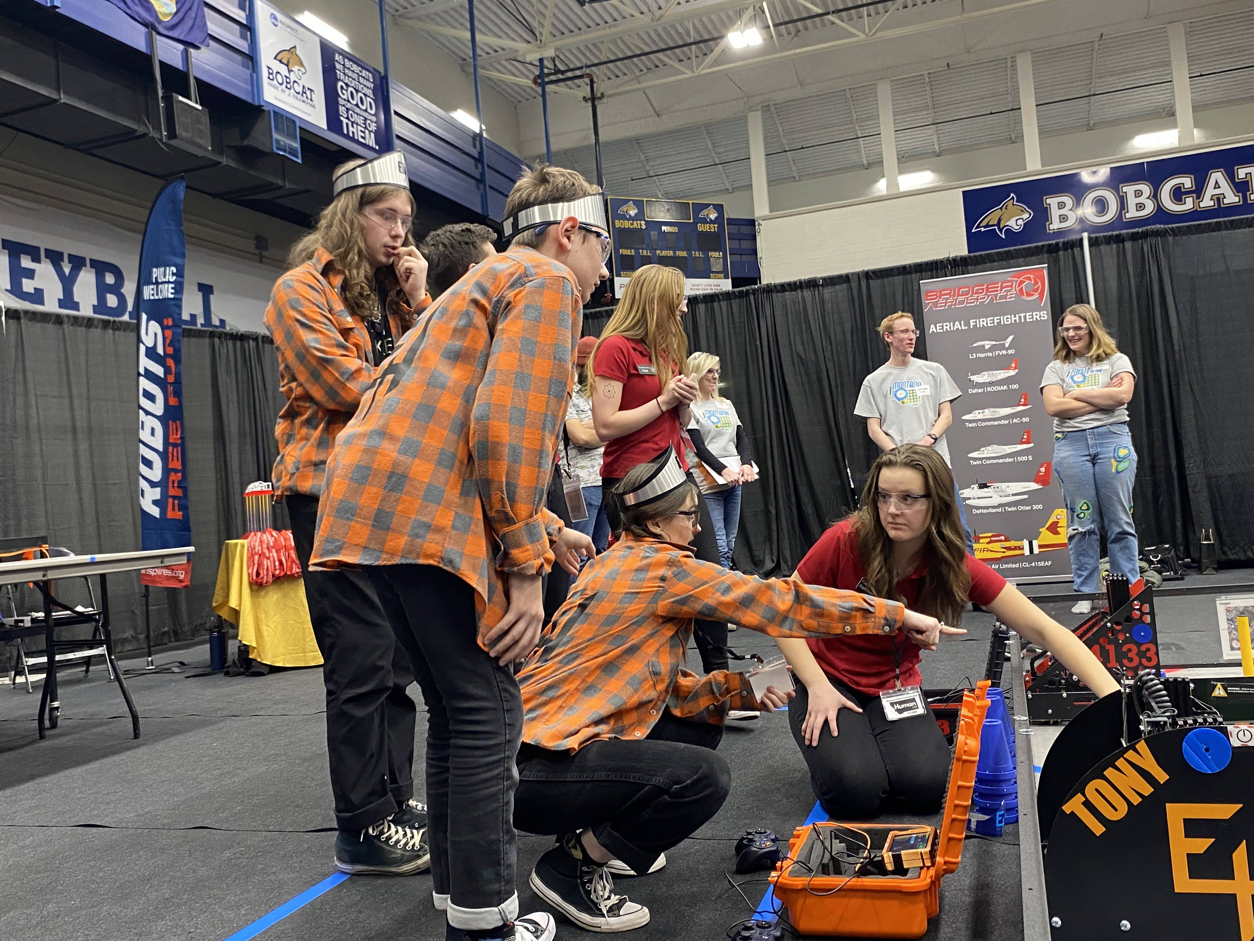 Students working on FTC robot