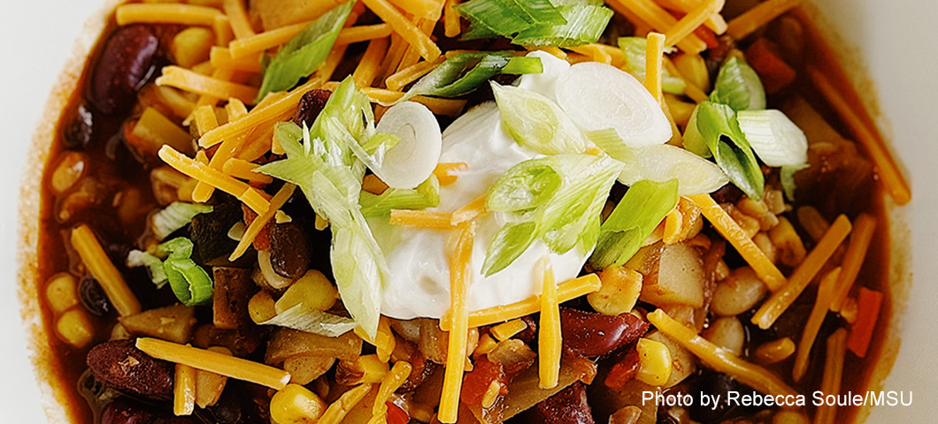 vegetable-bean chili in a bowl