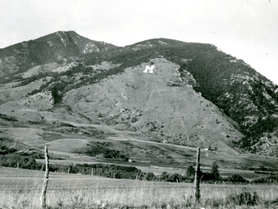 The “M” on the side of Mount Baldy in the Bridger Mountain Range pictured in 1930.
