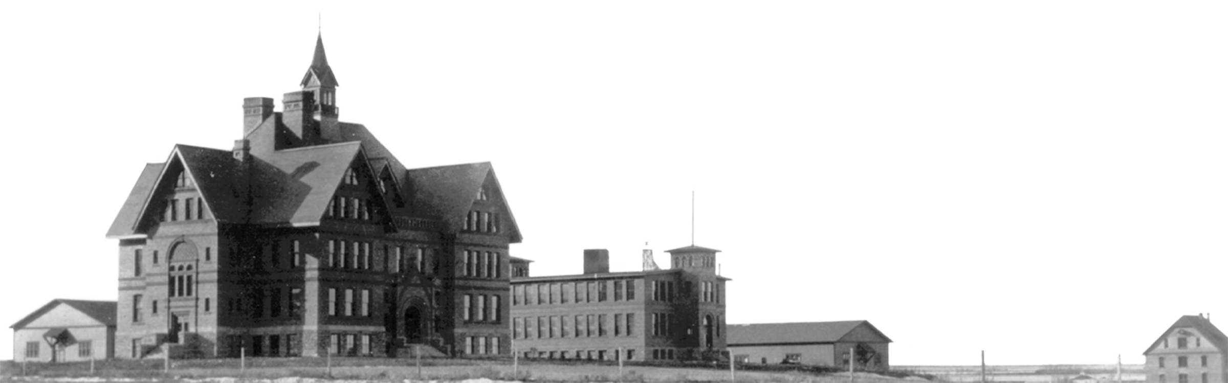 A classic photo of Montana Hall which represents Founders Day.