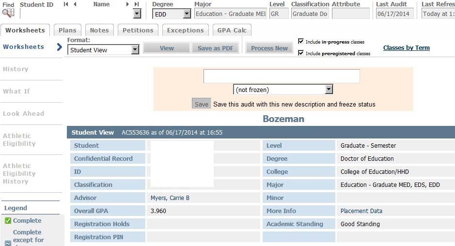 DegreeWorks how to step 1