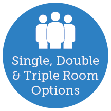 Single, double, and triple room options