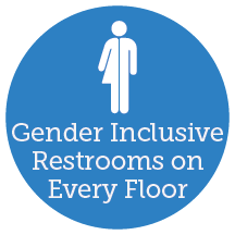Gender inclusive restrooms on every floor