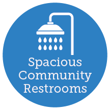 Spoacious community restrooms