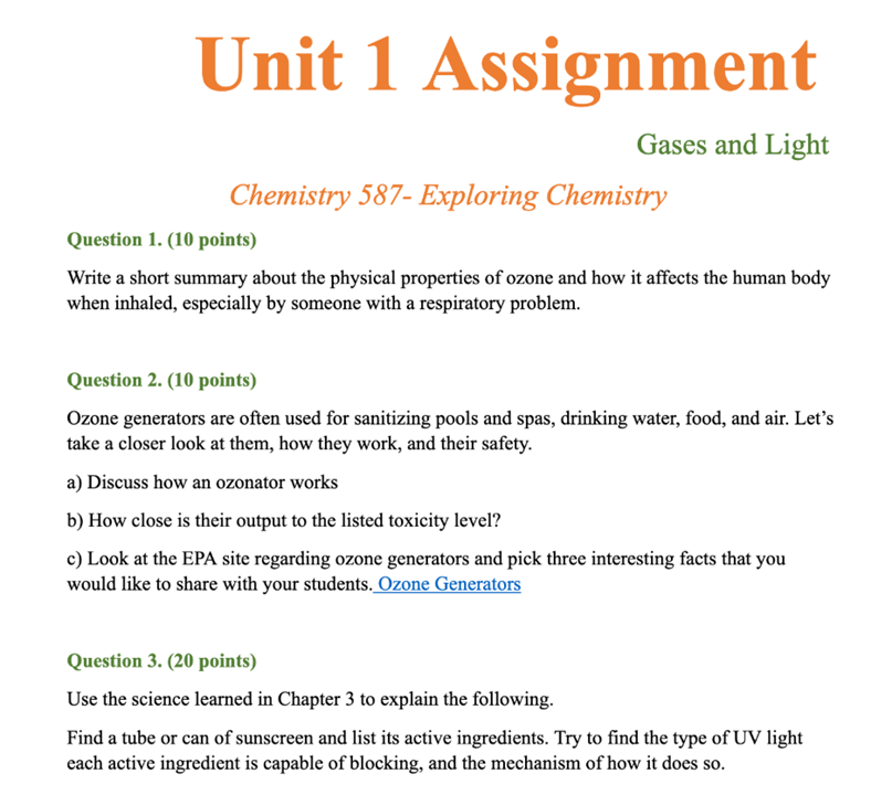 Unit Assignment Example
