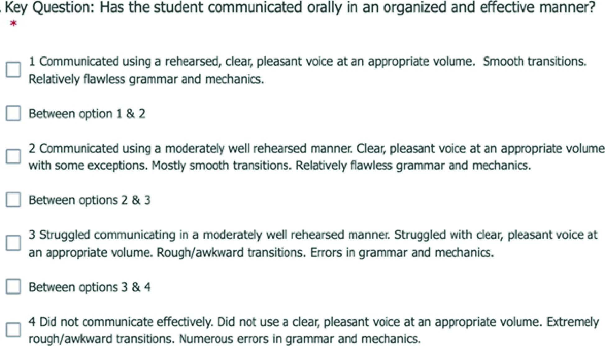 Oral Communication Rubric