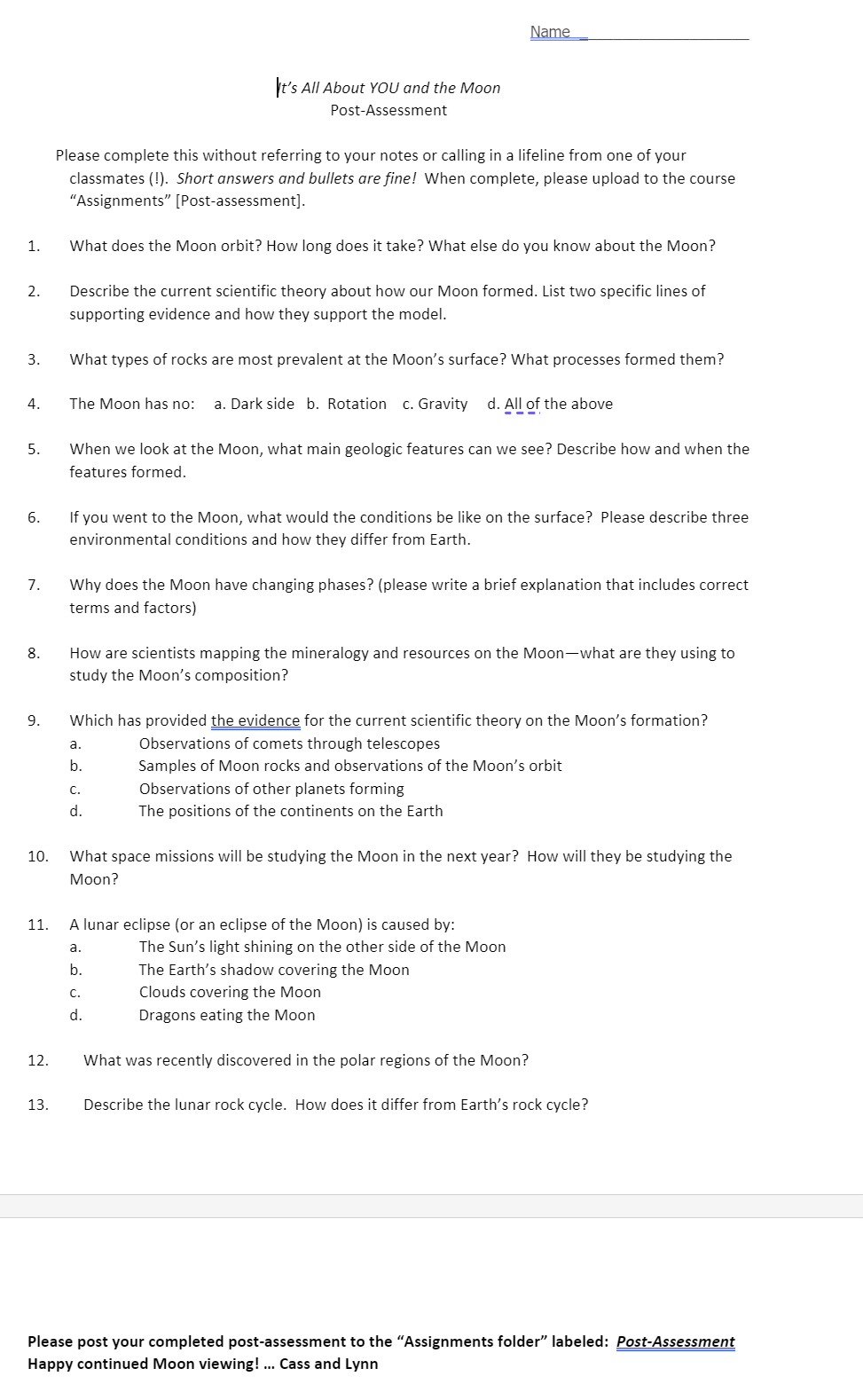 ERTH 521 Representative Final Exam Example