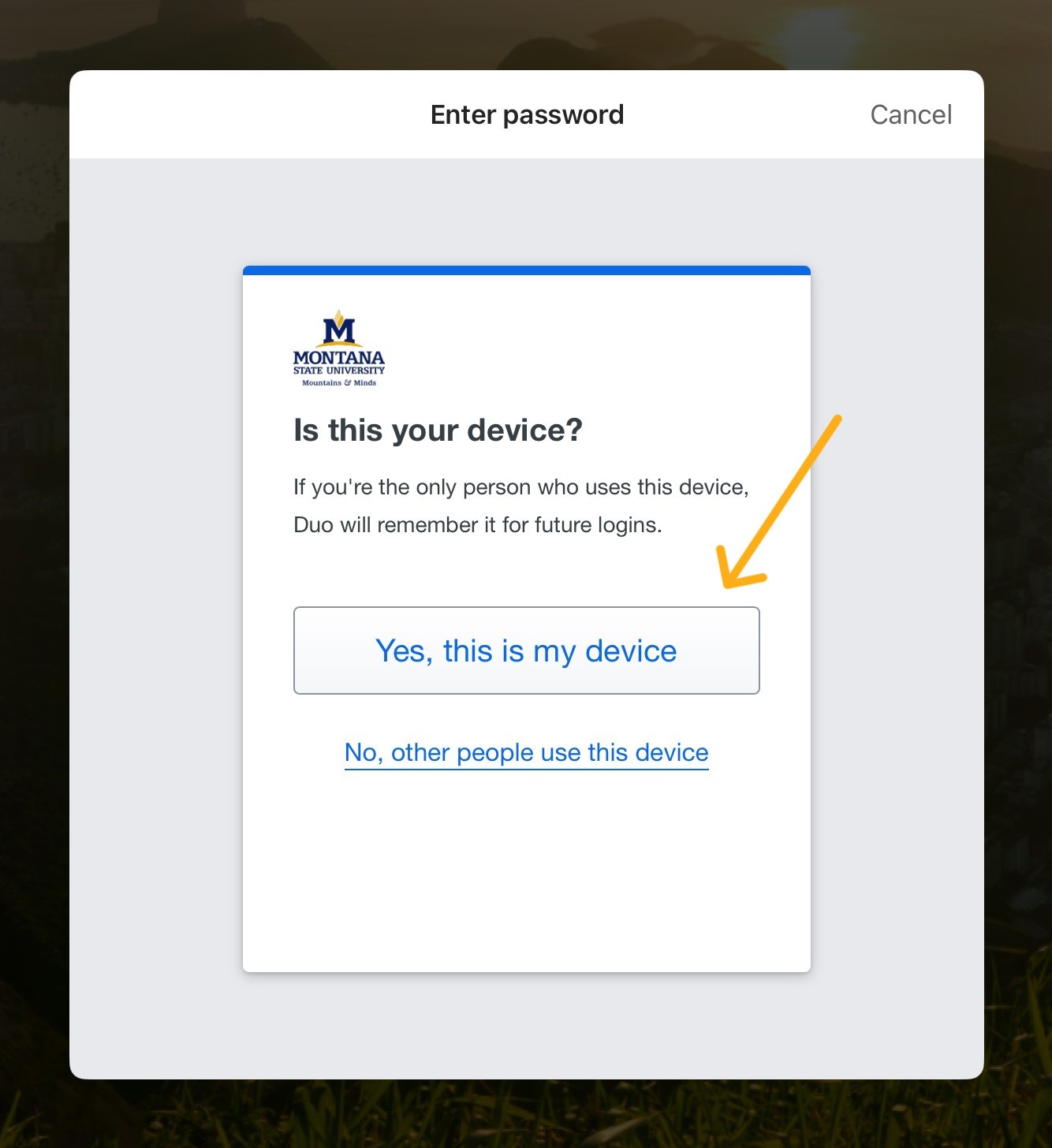 Duo confirm device pop-up.