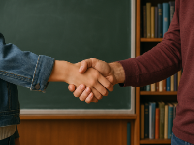 handshake with academic background
