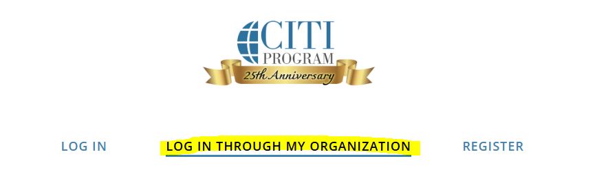 CITI log in through my organization
