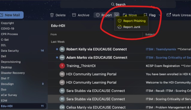 Outlook for Mac inside email report button