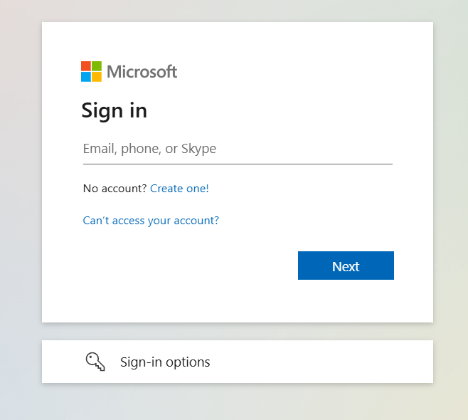 Microsoft Login Page